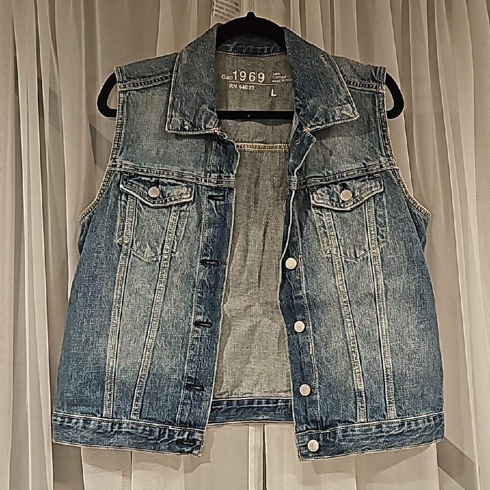 Denim Vest with Button Closure